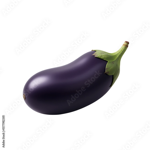 Single Fresh Purple Eggplant