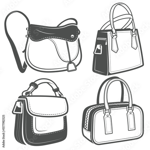 Pack of different handbags vector arts