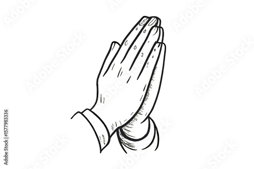 Praying Hands Gesture. Folded Human Hands in Prayer. Clasped Hands Namaste Mudra. Spiritual Worship, Faith, Blessing, Meditation, Hope, Trust, Love, Religious Appeal, Christian Symbol