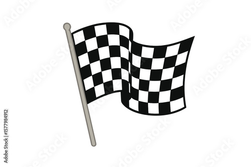Checkered flag waving. Finish line symbol in motorsport. Race winner icon. Victory and success concept in car or motorbike competition. Speed and championship sign. Vector.