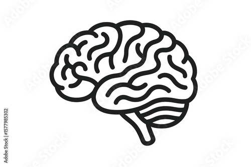 Human brain line icon. Mind, intelligence, psychology concept. Neuroscience, knowledge, thinking, idea, memory, creativity, learning, mental health. Neurology logotype design.