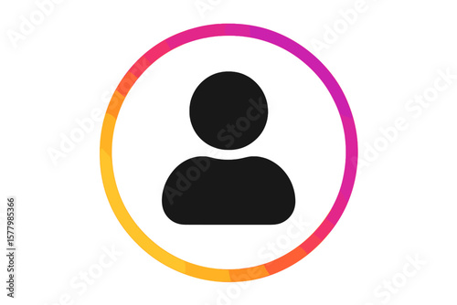 Instagram Story Profile Picture Icon, Circular Gradient Frame, Social Media Avatar Symbol, User Account Badge, Editable Vector, Transparent PNG Illustration