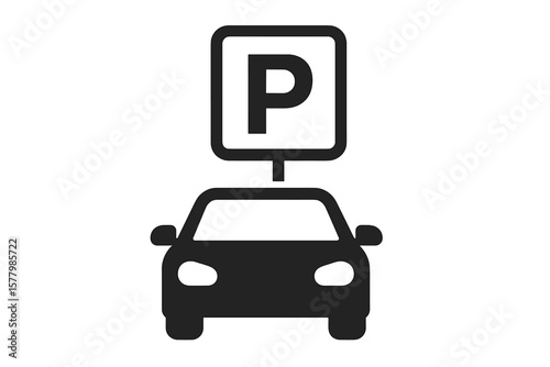 Car parking icon. Parking lot sign. Automobile park symbol. Road traffic sign for vehicle area. Transport pictogram for public place. Auto service station pictogram. Vector.