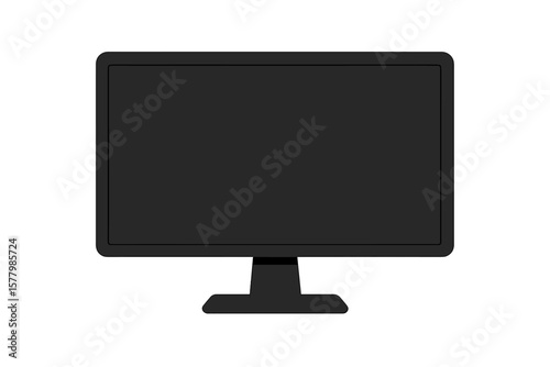 Black monitor with empty screen isolated on white background. Realistic vector computer display mockup. Modern PC electronic device template for presentation, web design, UI, UX.
