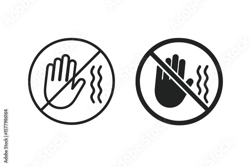Anti-Vibration Hand Symbol, No Hand Contact Warning, Safety Sign in Line and Solid Style, Industrial Stabilization Vector, Transparent Background, Isolated Clipart