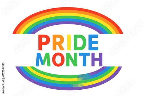Pride Month Rainbow Banner Vector. LGBT Celebration, Diversity, Equality, Love, Colorful Text, LGBTQ+ Community, Parade, Awareness, Social Event, Transparent Background Illustration