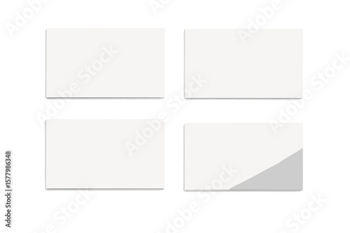 Realistic Business Card Mockup Set, Blank White Gift Card and Paper Template Collection with Shadows on Gray Background, Modern Visit Card Design Layouts