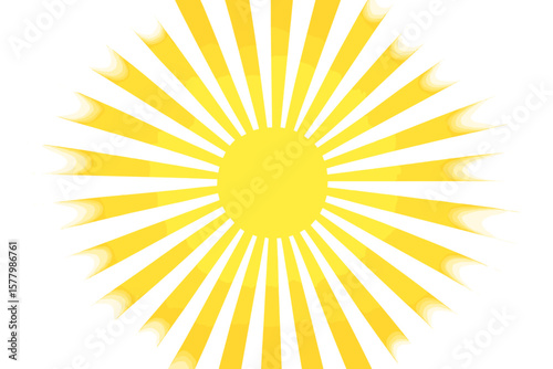Radiant Sunburst Background, Vibrant Yellow Sun Rays, Radial Light Beams, Glowing Spiral Stripes, Abstract Sunshine, Transparent Vector Illustration, Summer Energy Concept