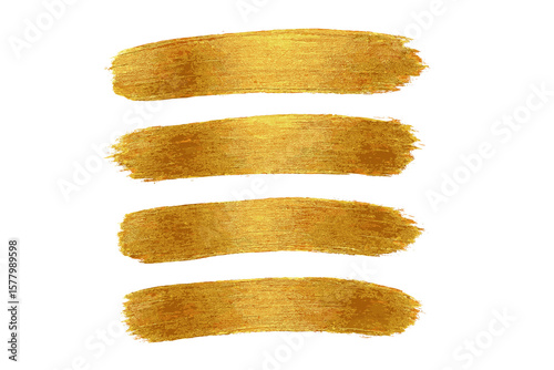 Luxurious Gold Brush Stroke Set, Metallic Abstract Paint Streaks, Elegant Golden Texture, Modern Foil Effect, Artistic Grunge Ink Smudges, Decorative Design Elements