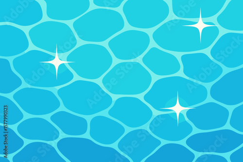 Sparkling Blue Swimming Pool Water Surface with Sunlight Reflections, Abstract Geometric Pattern, Clean Aqua Background, Summer Vacation, Poolside Relaxation, Vector Illustration