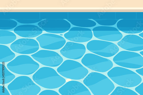 Realistic Swimming Pool Water Surface with Sunlight Reflections, Blue Mosaic Tiles, Rippled Aqua Pattern, Modern Flat Vector Background for Summer, Spa, Resort, or Leisure Design