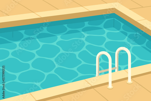 Swimming Pool Water Surface with Sunlight Reflections, Clean Blue Pool, Summer Leisure, Modern Flat Vector Illustration, Outdoor Poolside, No Text, Relaxation Concept