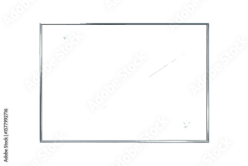 Realistic glass plate on transparent background. Clear window mockup with frame. Acrylic texture with light glare. Empty display showcase for product presentation. Vector.