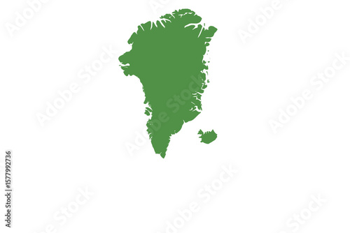 Greenland map vector illustration. Greenland and Iceland silhouette. Isolated country outline. Geography concept. Arctic territory border. Travel graphic for cartography design.