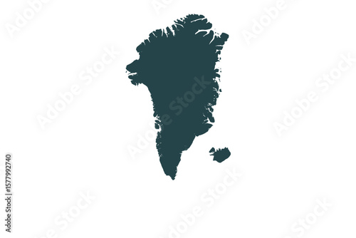 Greenland map vector illustration. High quality detailed silhouette of the country of Greenland. Isolated geographic cartography element for design, travel and education concepts.