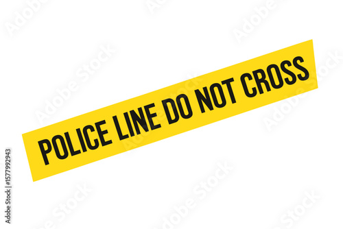 Police line do not cross vector. Crime scene investigation concept. Yellow warning tape barrier for restriction and danger. Caution ribbon for law enforcement and security.