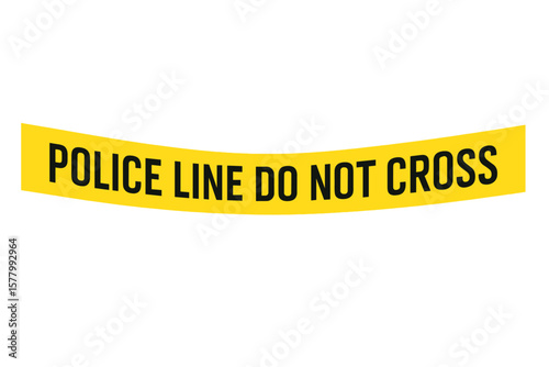 Police Line Do Not Cross Tape, Yellow Warning Barrier, Crime Scene Safety Tape, Vector Transparent PNG, Law Enforcement Caution Tape, Police Barrier Illustration