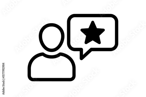 Customer review icon with star symbol. User experience and satisfaction rating. Client feedback and quality service testimonial. Vector illustration for web and mobile apps.