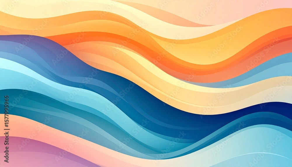 Obraz premium Vibrant Abstract Wavy Background with Smooth Gradient of Orange Blue and Purple