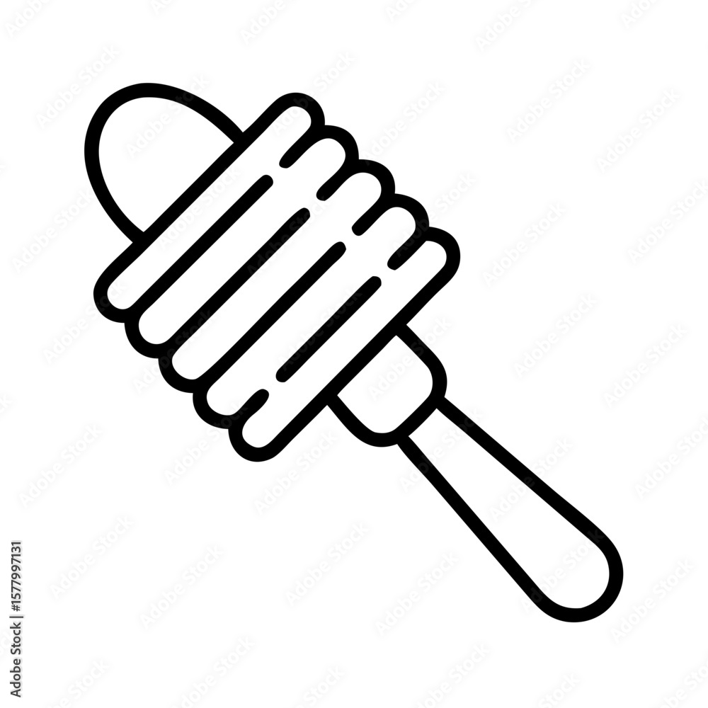 Rolling pin with striped handle in minimalistic line art style Rolling pin with striped handle in minimalistic line art style