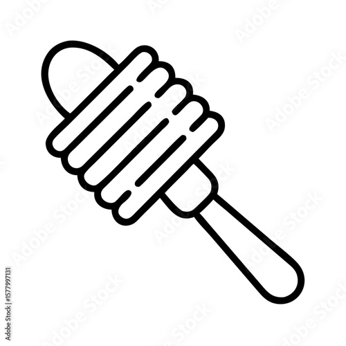 Rolling pin with striped handle in minimalistic line art style  