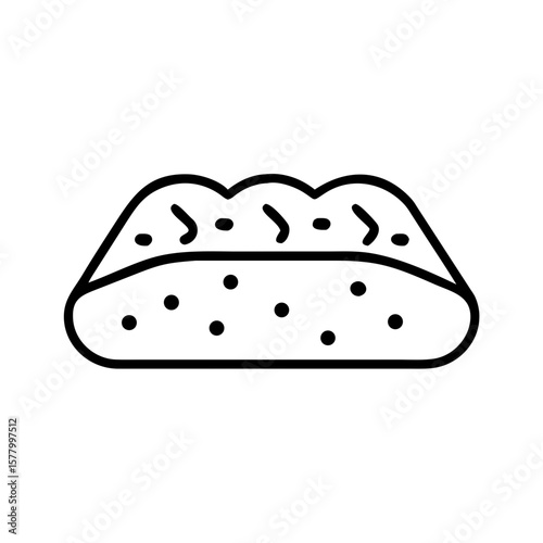 Flatbread icon in simple line design on white background  