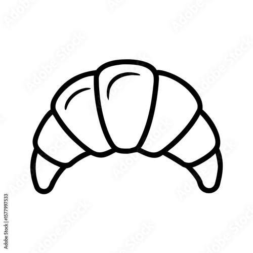 Croissant outline icon in minimal style on white background  