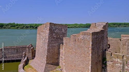 Exploring the historic fortress of Smederevo by the Danube River in Serbia on a sunny day