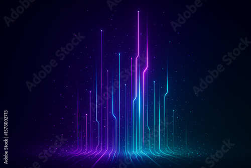 Neon Energy Lines and Spark Particles – Futuristic AI Flow in Purple and Teal for Machine Learning Concepts
