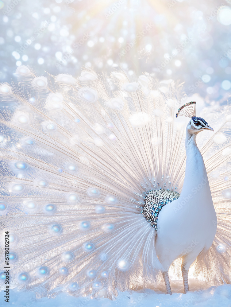 Fototapeta premium White peacock with diamonds