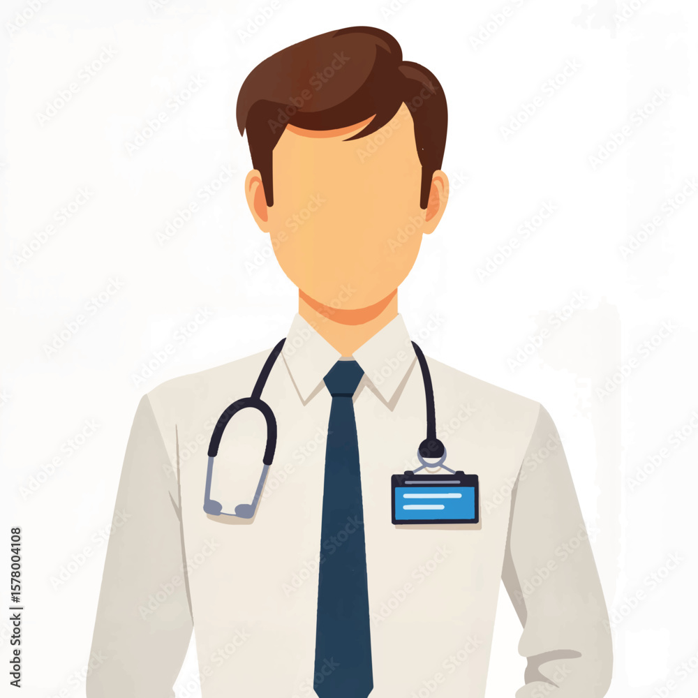 Fototapeta premium Male doctor in white coat with stethoscope on plain background 