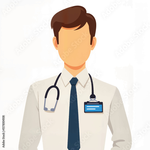 Male doctor in white coat with stethoscope on plain background  