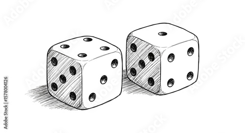 Hand-drawn sketch of pair of dice