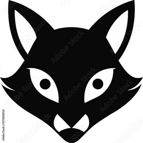 Sleek Black Fox Head Silhouette Vector Illustration Graphic