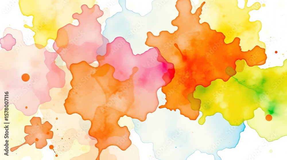 Obraz premium Bright Watercolour Splash Pattern with Vibrant Colours 