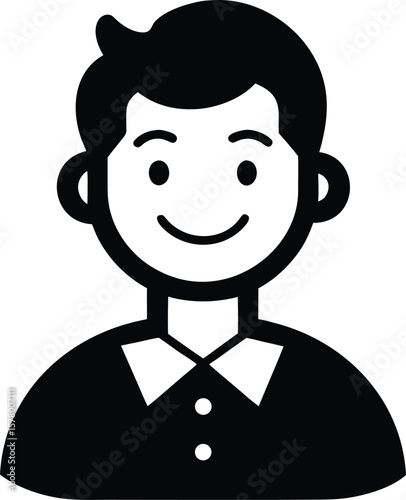 Happy Smiling Man Icon Simple Vector Illustration of a Cheerful Person