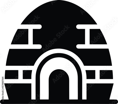 Arctic Igloo Shelter  A Black and White Vector Illustration