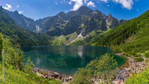 Fototapeta Naklejka Na Ścianę i Meble -  Morskie Oko, the largest lake in the Tatra Mountains in Zakopane, Poland