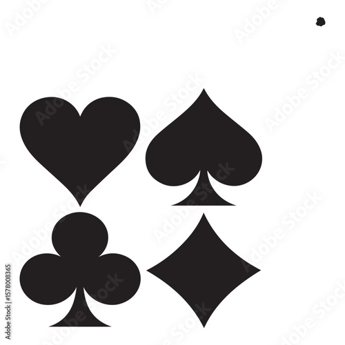 The four card suits are displayed in black silhouette