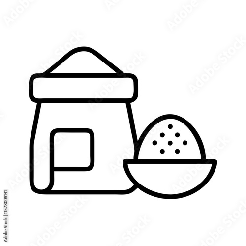Baking powder package with bowl and speckled egg on white background  
