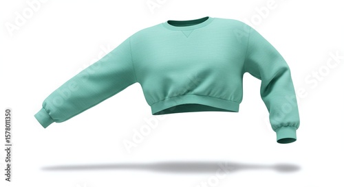 Light Blue Casual Cropped Sweatshirt Floating in White Background