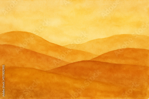 Abstract Watercolor Landscape in Ochre and Amber – Sunset Horizon Vibes