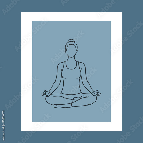 Minimalist Line Art of a Woman Meditating in Lotus Pose