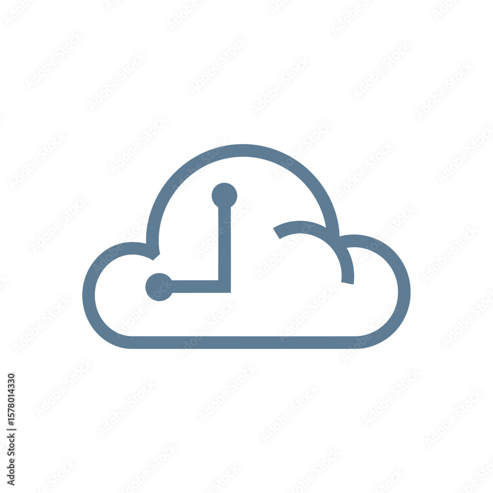 Fototapeta premium Blue Cloud Circuit Icon for Tech Branding