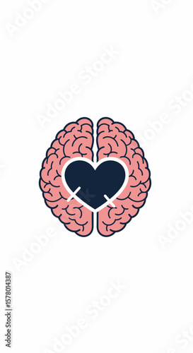 Emotional Intelligence Brain Heart Vector Icon