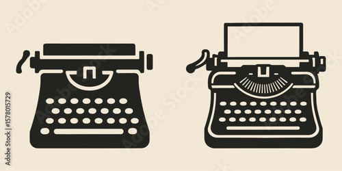 Vintage typewriters vector illustration in retro style.