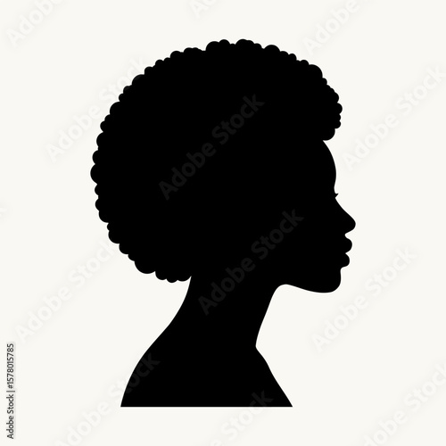 Female silhouette in profile with afro hairstyle.