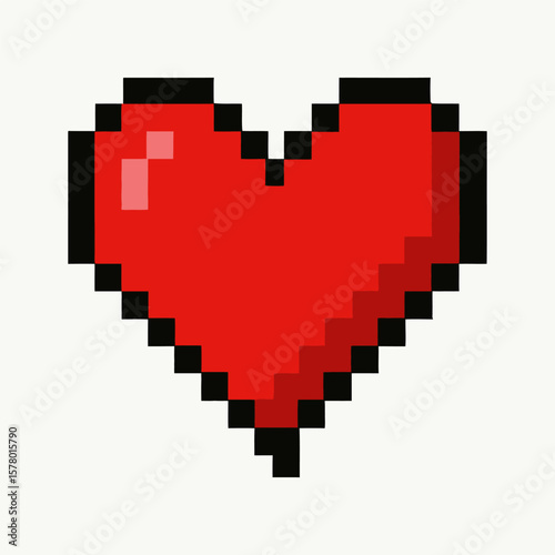 Pixelated red heart in 8-bit video game style.