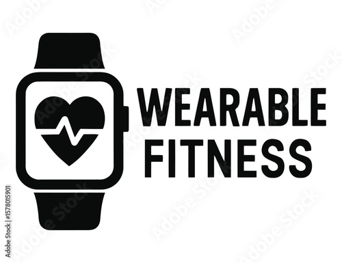 Smartwatch with pulse and heart icon, vector illustration.