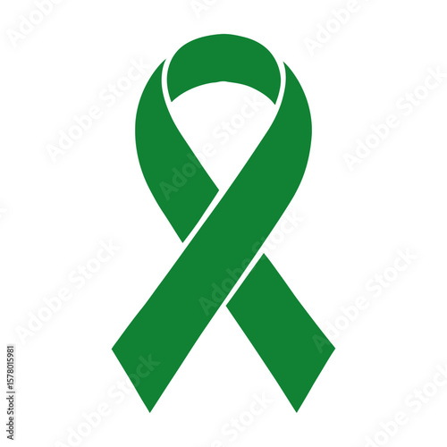 Green awareness ribbon symbol, vector illustration icon.